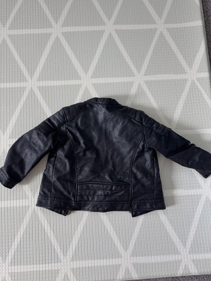 Black Faux Leather Moto Jacket 18-24 months , Kids 24 Month (18-24M)
