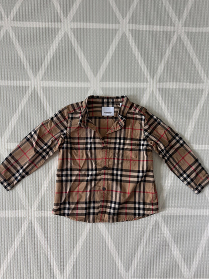 Burberry Check Long Sleeve Button-Up Shir, Kids 2T