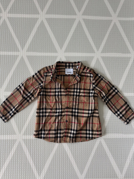 Burberry Check Long Sleeve Button-Up Shir, Kids 2T