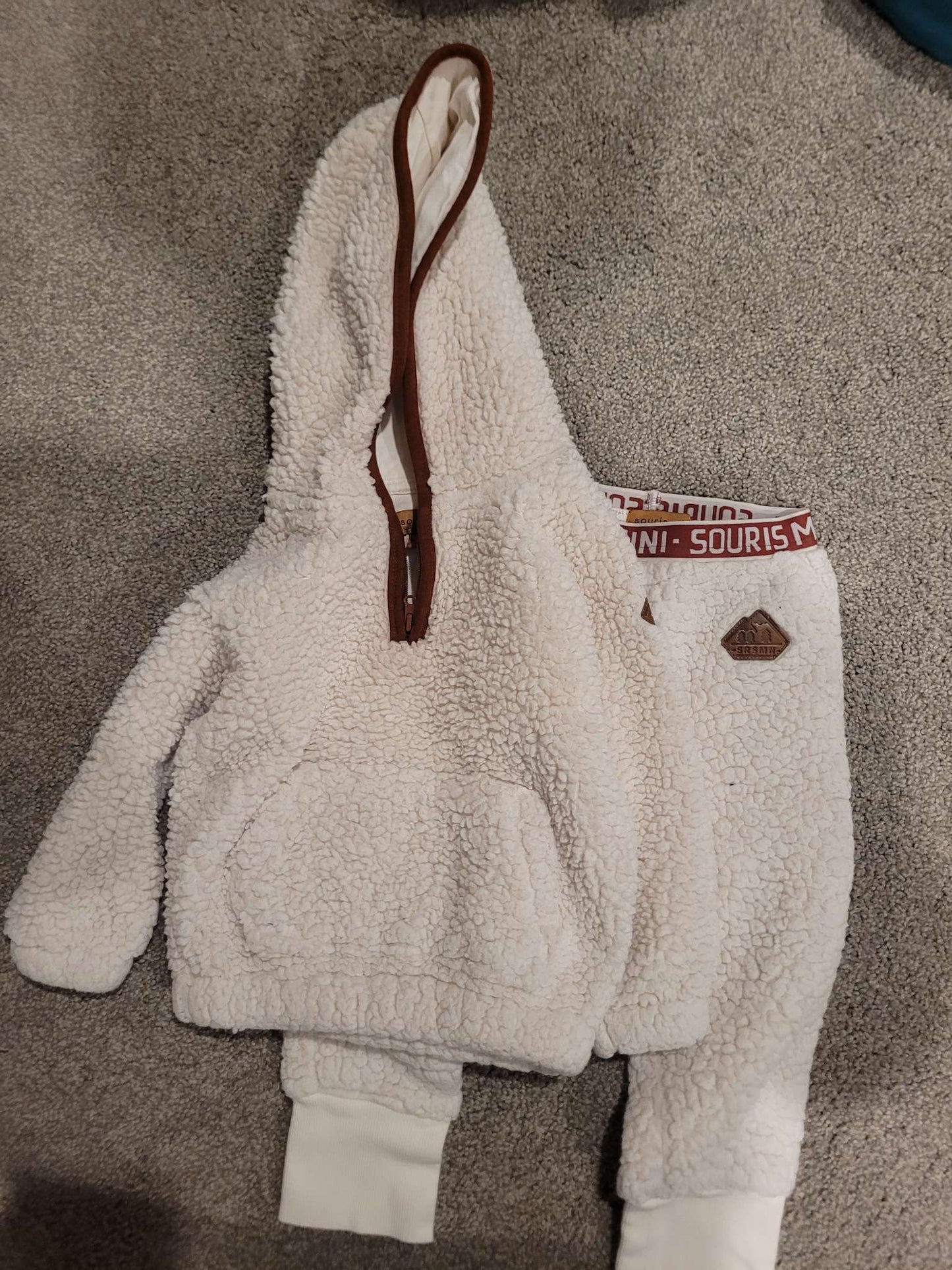 Souris mini white fleece set 18-24 month , Kids 24 Month (18-24M)