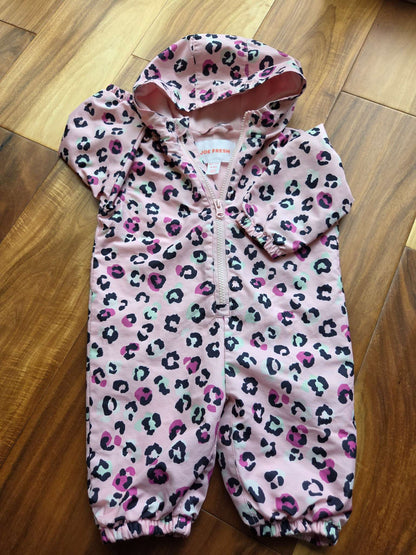 Joe Fresh Pink Animal Print Fleece Lined Outerwear Suit, 3-6M, Kids 6 Month (3-6M)