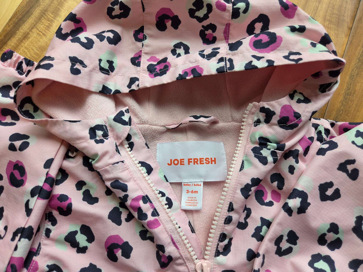 Joe Fresh Pink Animal Print Fleece Lined Outerwear Suit, 3-6M, Kids 6 Month (3-6M)