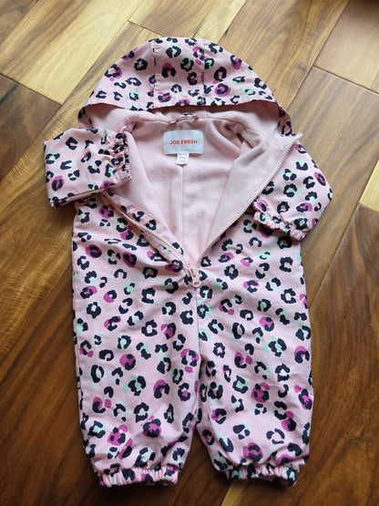 Joe Fresh Pink Animal Print Fleece Lined Outerwear Suit, 3-6M, Kids 6 Month (3-6M)