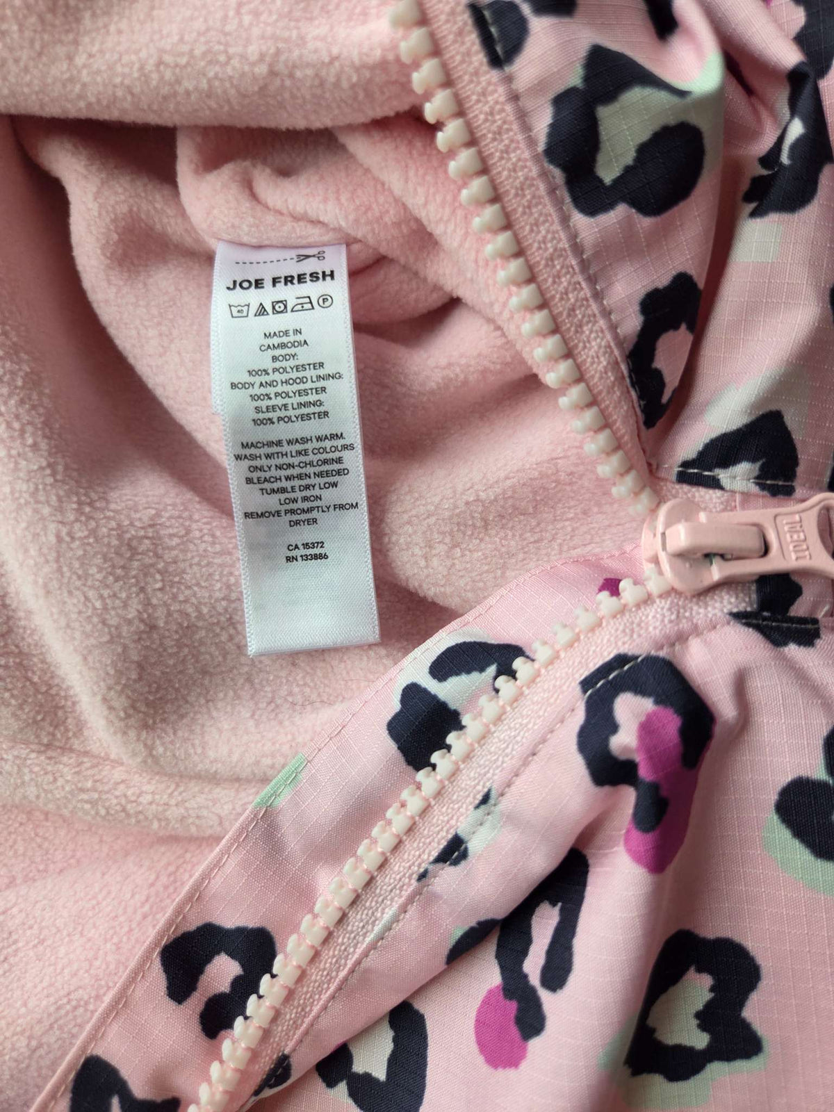 Joe Fresh Pink Animal Print Fleece Lined Outerwear Suit, 3-6M, Kids 6 Month (3-6M)