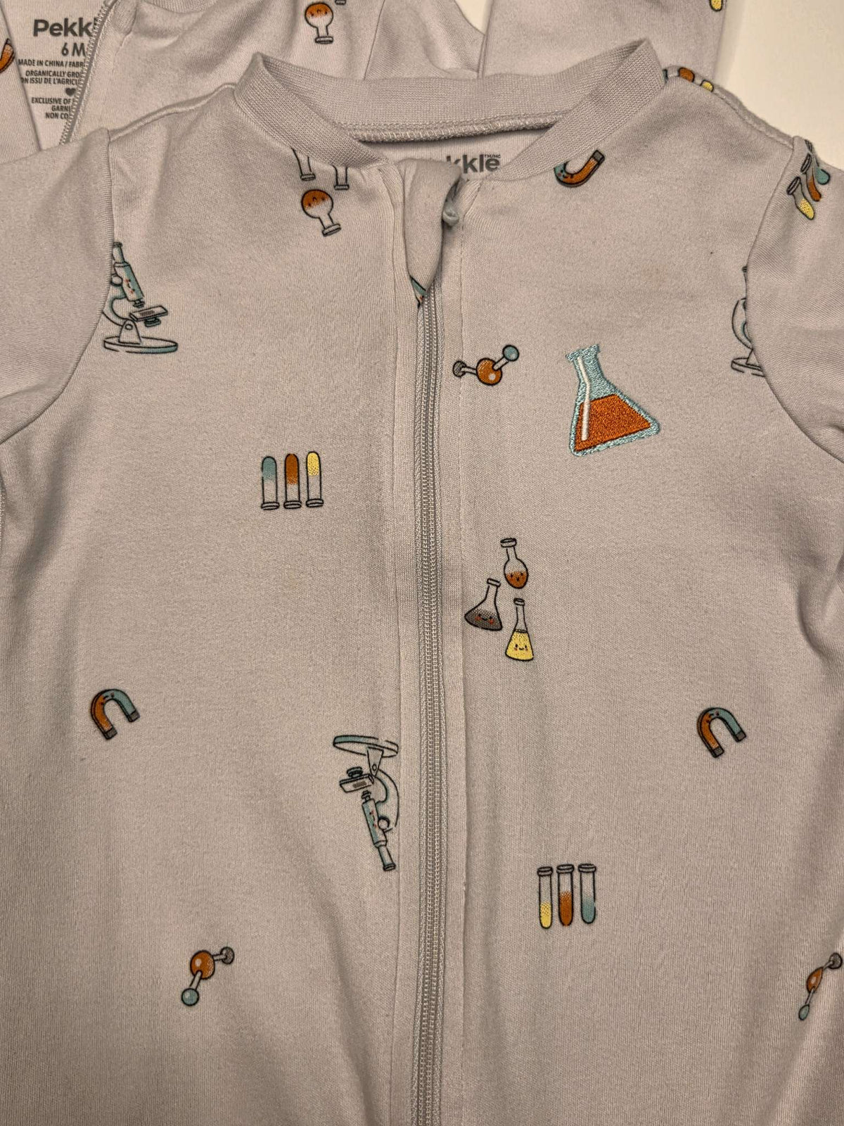 Pekkle Unisex Grey Science Sleepers, Set of 2, 6M and 9M, Kids 6 Month (3-6M)