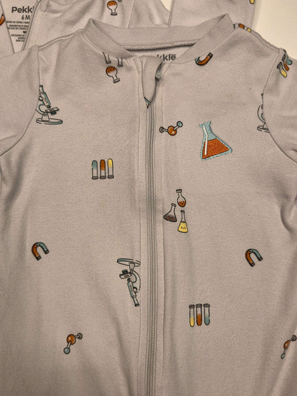 Pekkle Unisex Grey Science Sleepers, Set of 2, 6M and 9M, Kids 6 Month (3-6M)