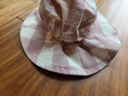 Pehr Light Pink Checkmate Baby Bucket Hat, 0-6M, Kids 6 Month (3-6M)