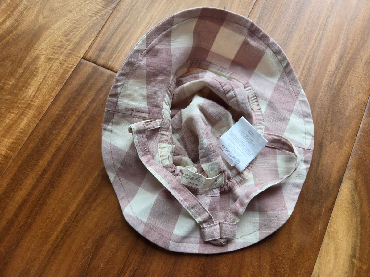 Pehr Light Pink Checkmate Baby Bucket Hat, 0-6M, Kids 6 Month (3-6M)