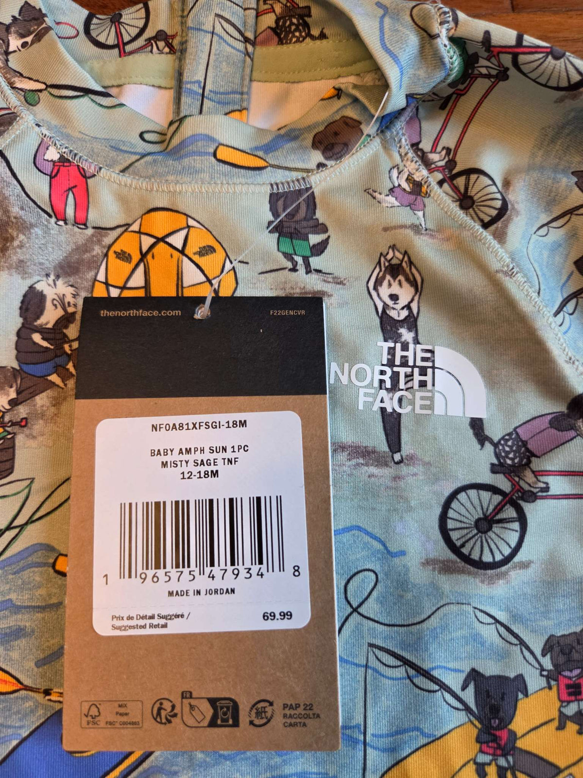 North Face Baby Amphibious Sun One-Piece, NWT, Size 12-18M, Kids 18 Month (12-18M)