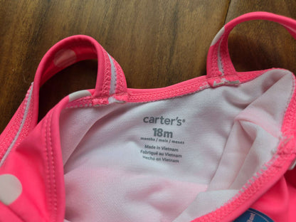 Carter’s Hot Pink Polka Dot Bathing Suit, NWT, Size 18M, Kids 18 Month (12-18M)