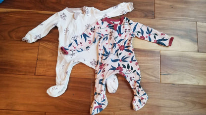 ZippyJamz Sleepers, Set of Two: Floral, 0-3M, Kids 3 Month (0-3M)