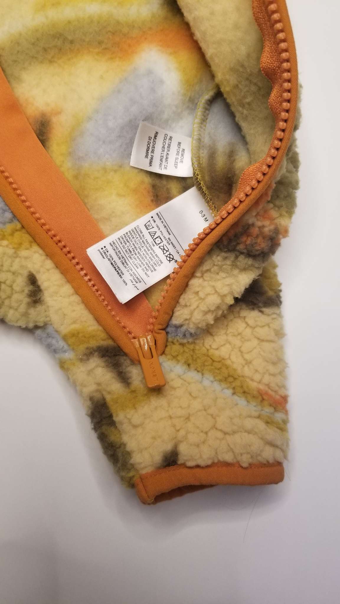 Old Navy Unisex Printed Sherpa Hooded One-Piece, 0-3M, Kids 3 Month (0-3M)