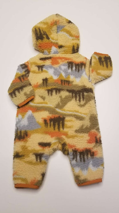 Old Navy Unisex Printed Sherpa Hooded One-Piece, 0-3M, Kids 3 Month (0-3M)