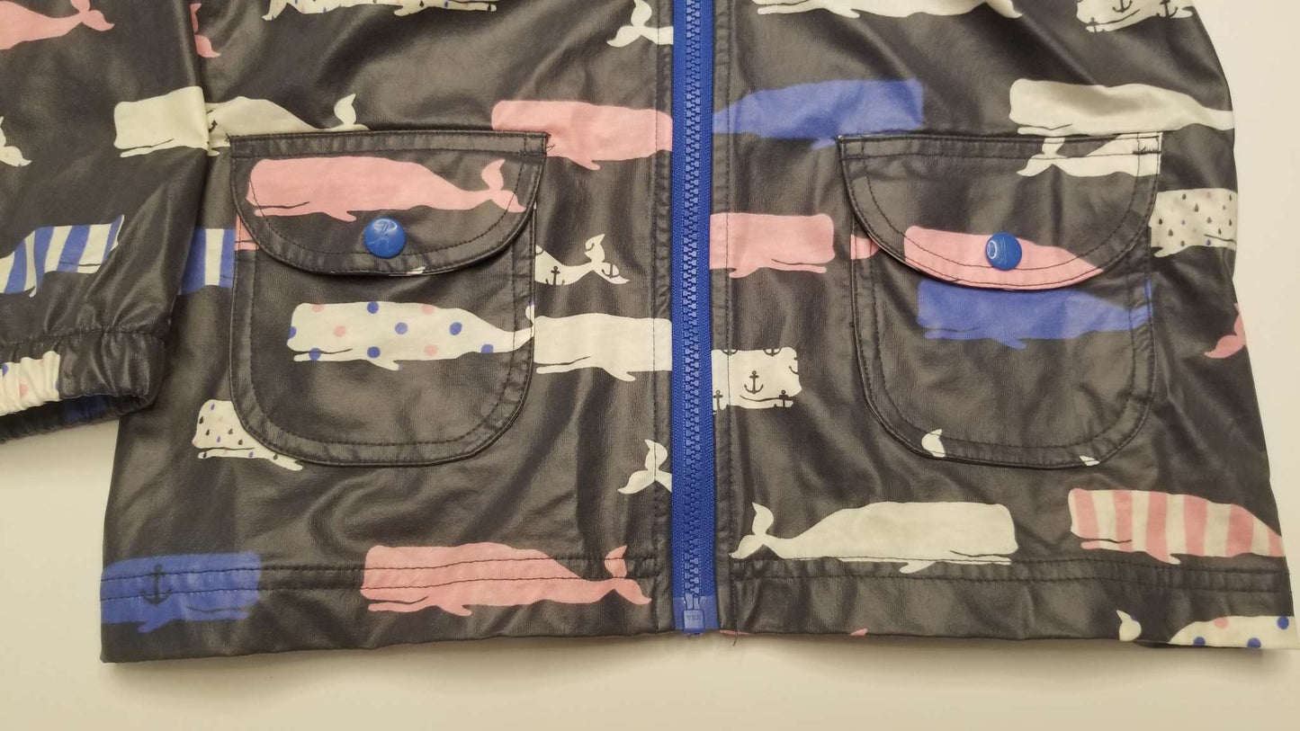 Hatley Light Raincoat, Whales Pattern, Size 6, Kids 6/6X