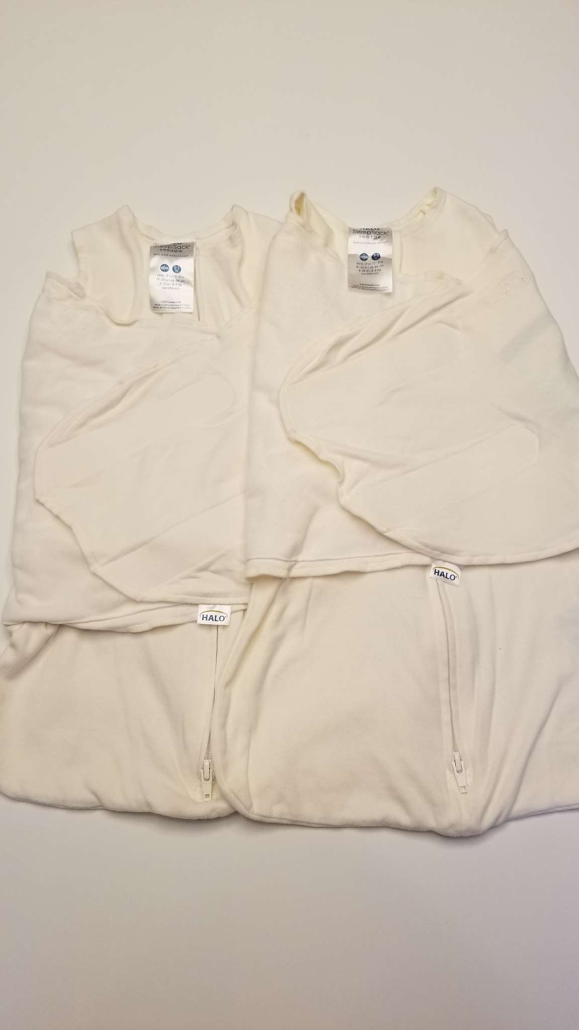 Halo Sleepsack Swaddles, Set of Two, Cream, 0-3M, 0-3 Months (Newborn)