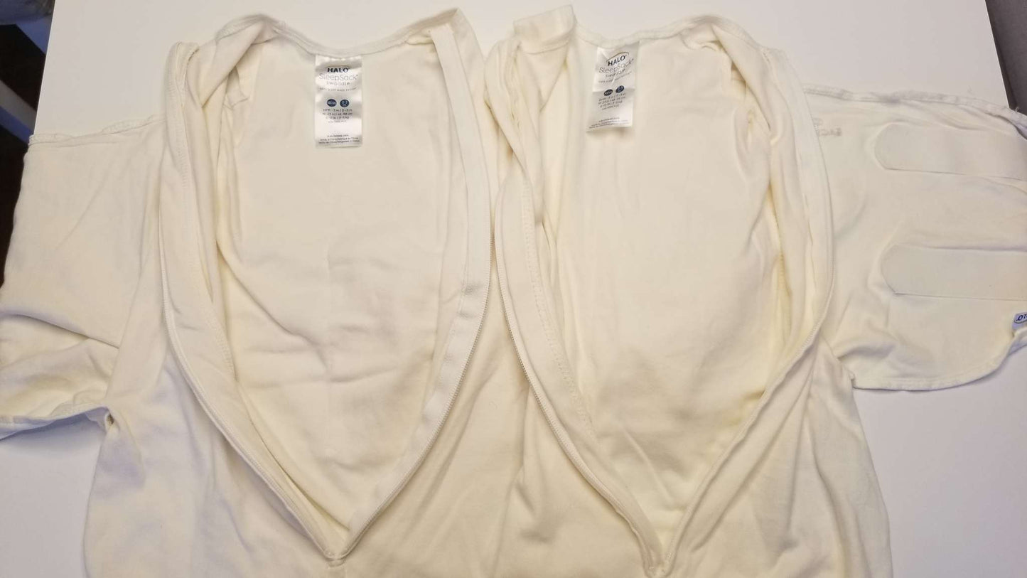 Halo Sleepsack Swaddles, Set of Two, Cream, 0-3M, 0-3 Months (Newborn)