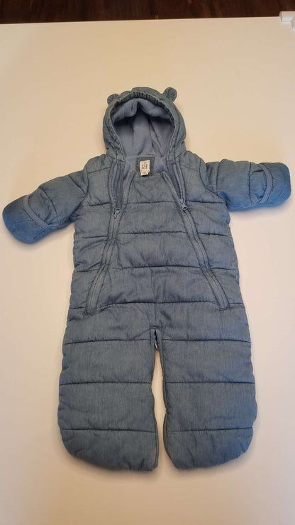 Baby Gap 0-3M Blue Bear Suit/Bunting, Kids 3 Month (0-3M)