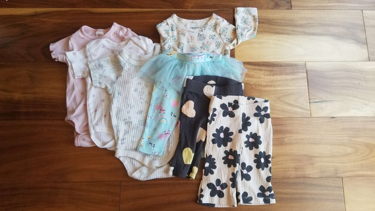 Mixed Girls Bundle, 7 Items, 0-3M, 3-6M, Kids 6 Month (3-6M)