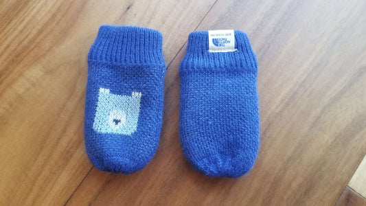 North Face Blue Bear Infant Mitts, Size XXS