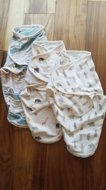 Aden & Anais Essentials Wrap Swaddles, Set of 3, Size 0-3M, 0-3 Months (Newborn)