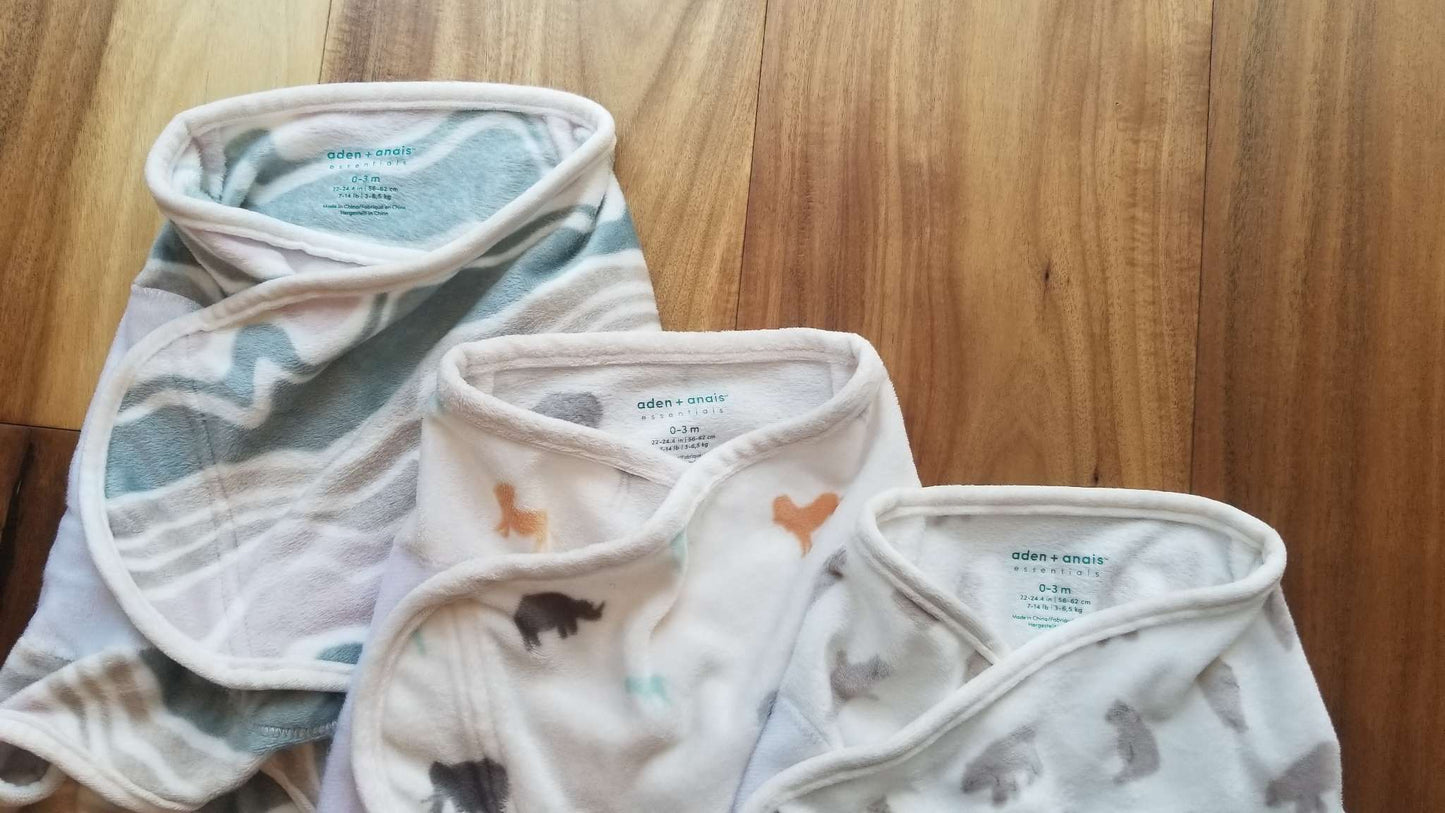 Aden & Anais Essentials Wrap Swaddles, Set of 3, Size 0-3M, 0-3 Months (Newborn)