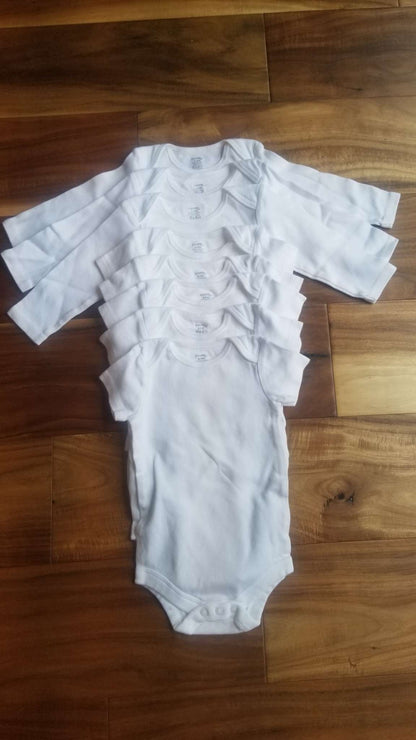 George White Onesies, 5 Short Sleeve, 3 Long Sleeve, Size 6-12M, Kids 9 Month (6-9M)