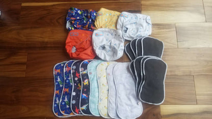 Lil Helper Reusable Cloth Diapers Bundle, Set of 5 With Extra Inserts