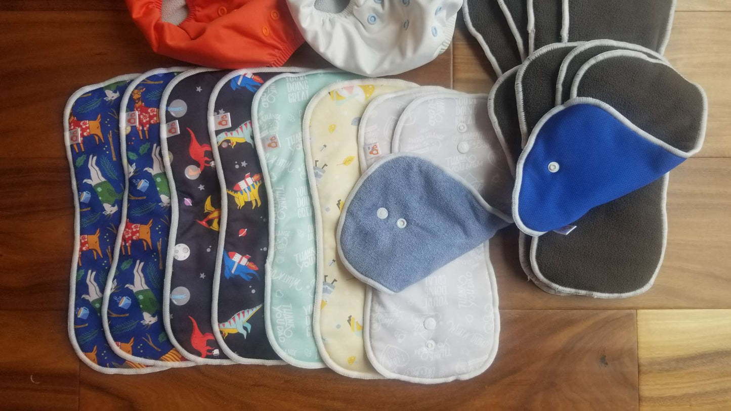 Lil Helper Reusable Cloth Diapers Bundle, Set of 5 With Extra Inserts