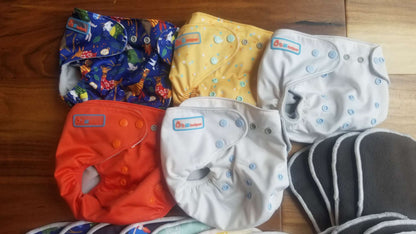 Lil Helper Reusable Cloth Diapers Bundle, Set of 5 With Extra Inserts