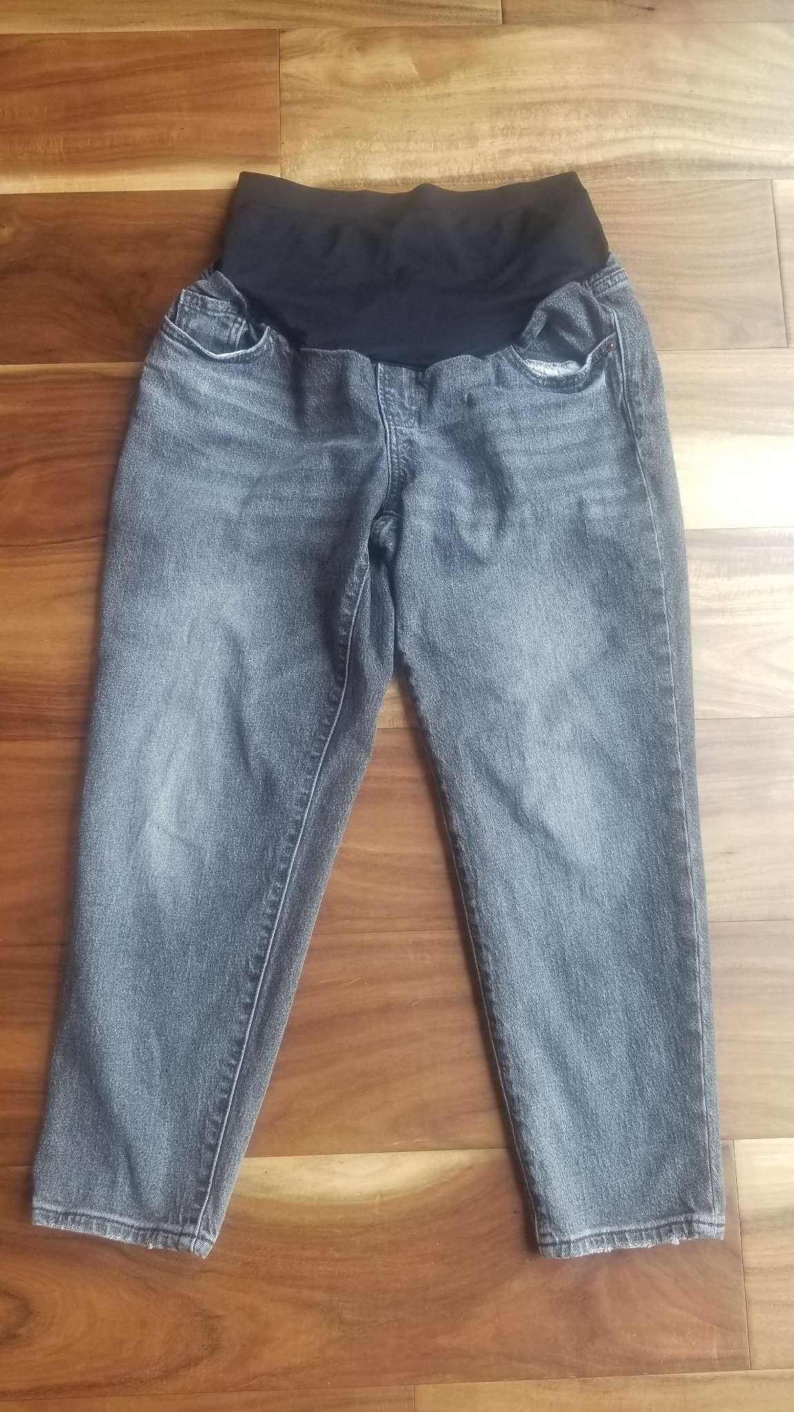 Old Navy Maternity O.G. Straight Full Panel Faded Black/Grey Jeans, Size 10, Maternity M (8-10)