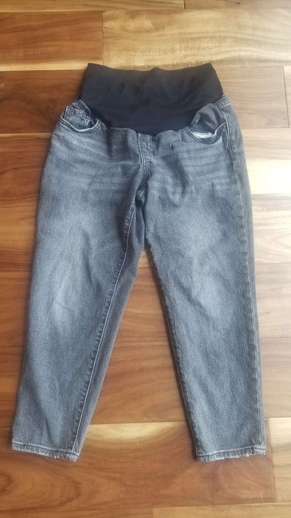 Old Navy Maternity O.G. Straight Full Panel Faded Black/Grey Jeans, Size 10, Maternity M (8-10)