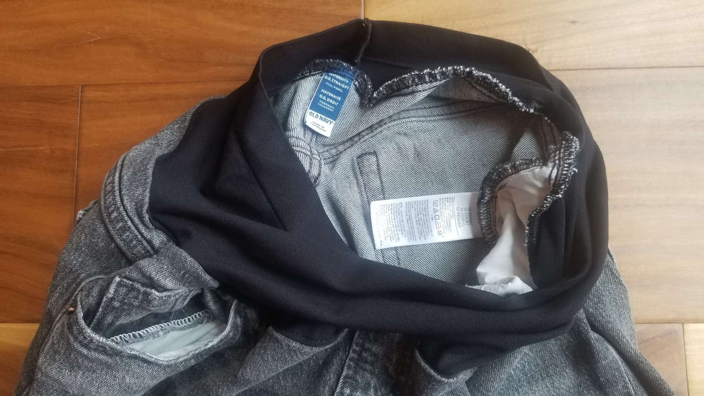 Old Navy Maternity O.G. Straight Full Panel Faded Black/Grey Jeans, Size 10, Maternity M (8-10)