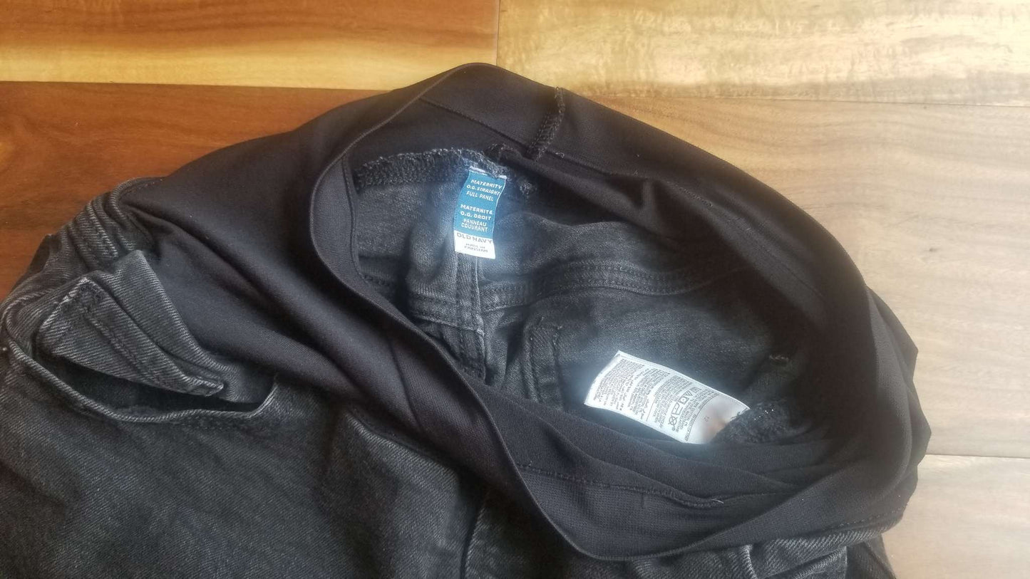 Old Navy Maternity O.G. Straight Full Panel Faded Black Jeans, Size 12, Maternity L (12-14)