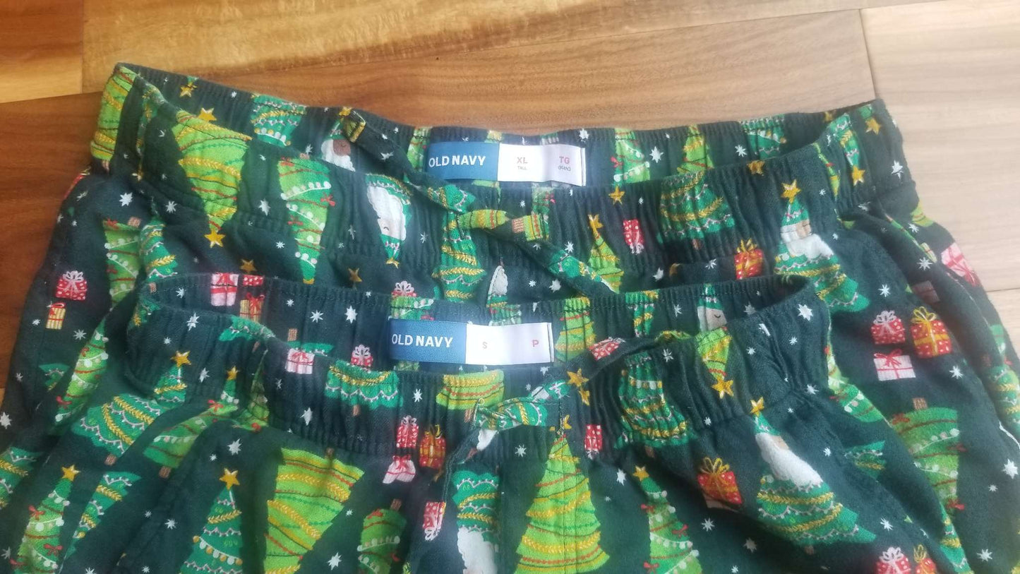 Old Navy His & Hers Matching Holiday Pajama Pants, Trees, S (W), XL (M), Maternity S (4-6)