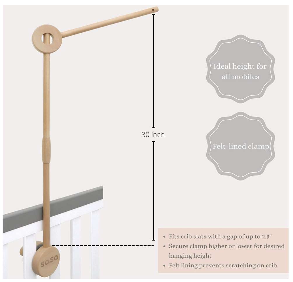 Sasa Beech Wood Crib or Change Table Mobile Arm