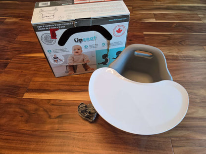 Upseat Booster Seat with Removable Tray, Grey and White