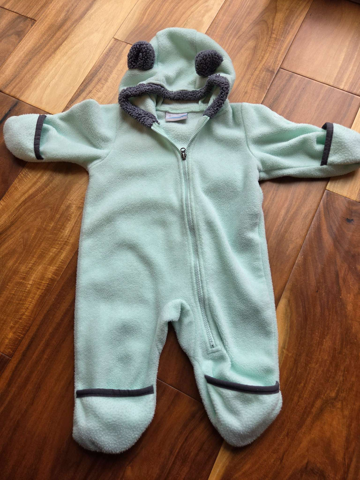 Columbia Light Green Fleece Bunting, 3-6M, Kids 6 Month (3-6M)
