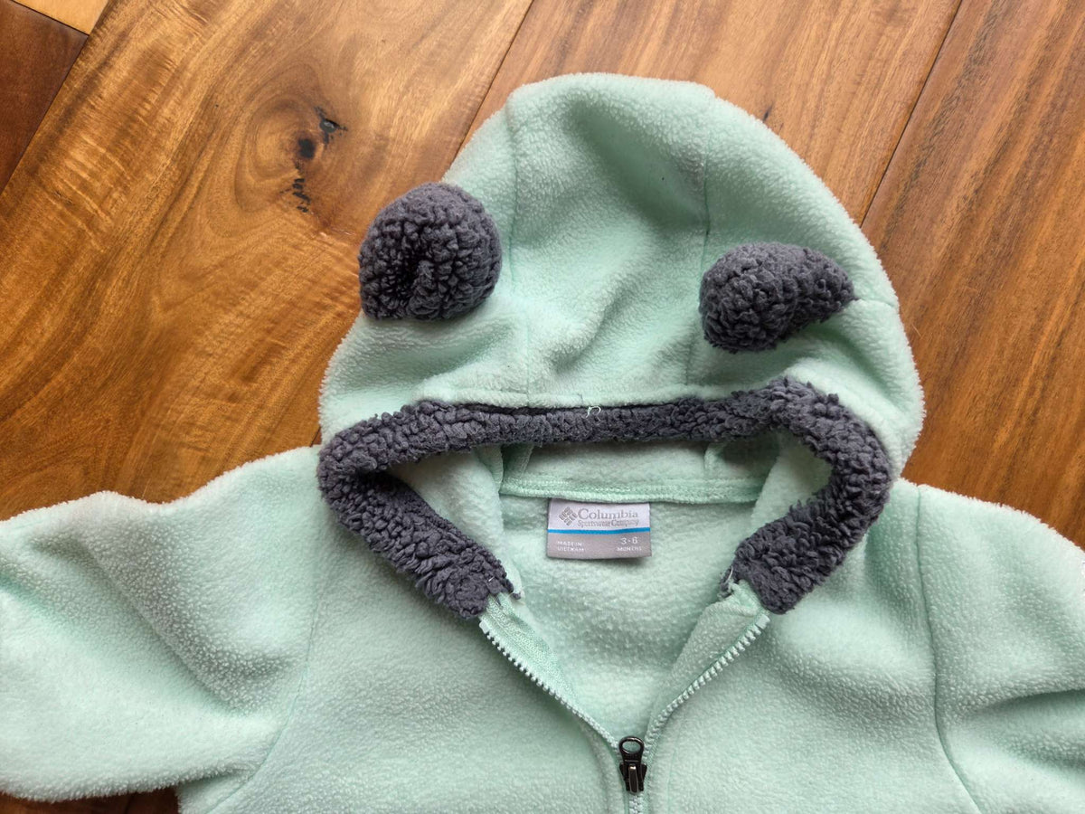 Columbia Light Green Fleece Bunting, 3-6M, Kids 6 Month (3-6M)