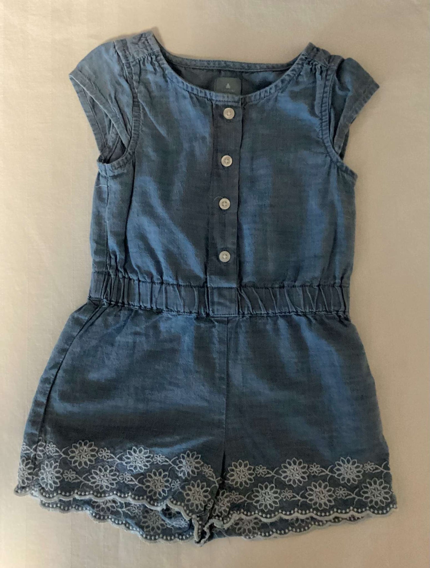Baby Gap Toddler Girls Soft Denim Romper 18-24 months, Kids 24 Month (18-24M)