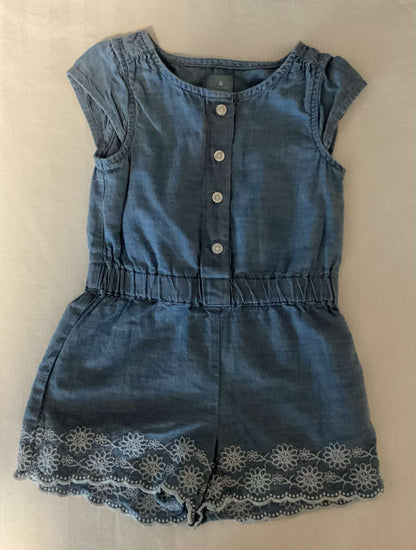 Baby Gap Toddler Girls Soft Denim Romper 18-24 months, Kids 24 Month (18-24M)