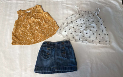 Old Navy Toddler Girl Tank Tops & Denim Skirt (Bundle of 3 items) 18-24 months, Kids 24 Month (18-24M)