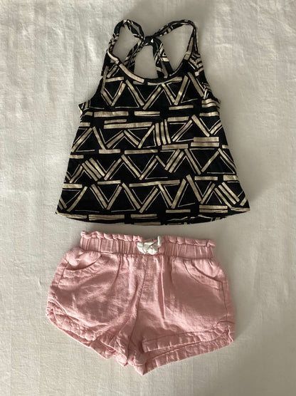 Old Navy Toddler Girl Tank Top and Short Set (Bundle of 2 items) 18-24 months, Kids 24 Month (18-24M)
