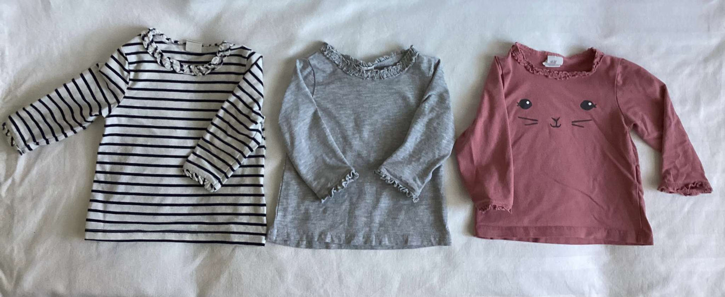 H&M Girls Long Sleeve Shirts (Bundle of 3) 4-6 months, Kids 6 Month (3-6M)