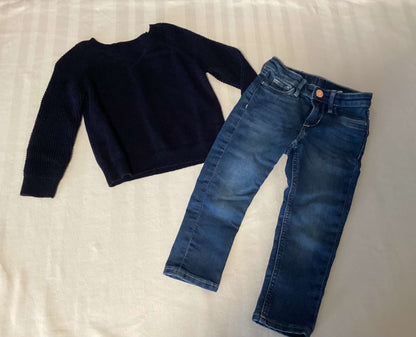 Toddler Girl Sweater & Denim Set (Bundle of 2) 18-24 months, Kids 24 Month (18-24M)
