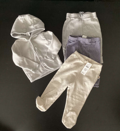 Hooded Buttoned Top and Pants (Bundle of 4) 3-6 months, Kids 6 Month (3-6M)
