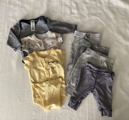 Baby Onesies and Pants (Bundle of 7) 0-3 months, Kids 3 Month (0-3M)