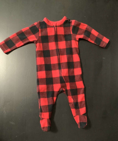Old Navy Fleece Plaid Sleeper & Indigo Baby Henley Sleeper (Bundle of 2) 3-6 months, Kids 6 Month (3-6M)