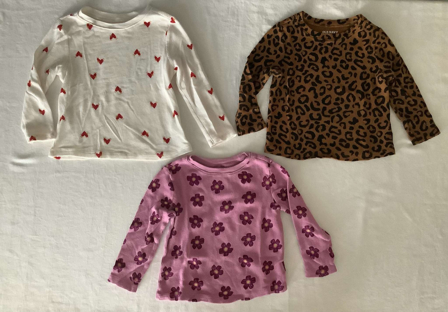 Old Navy Toddler Girl Waffle L/S Tops (Bundle of 3) 2T, Kids 2T