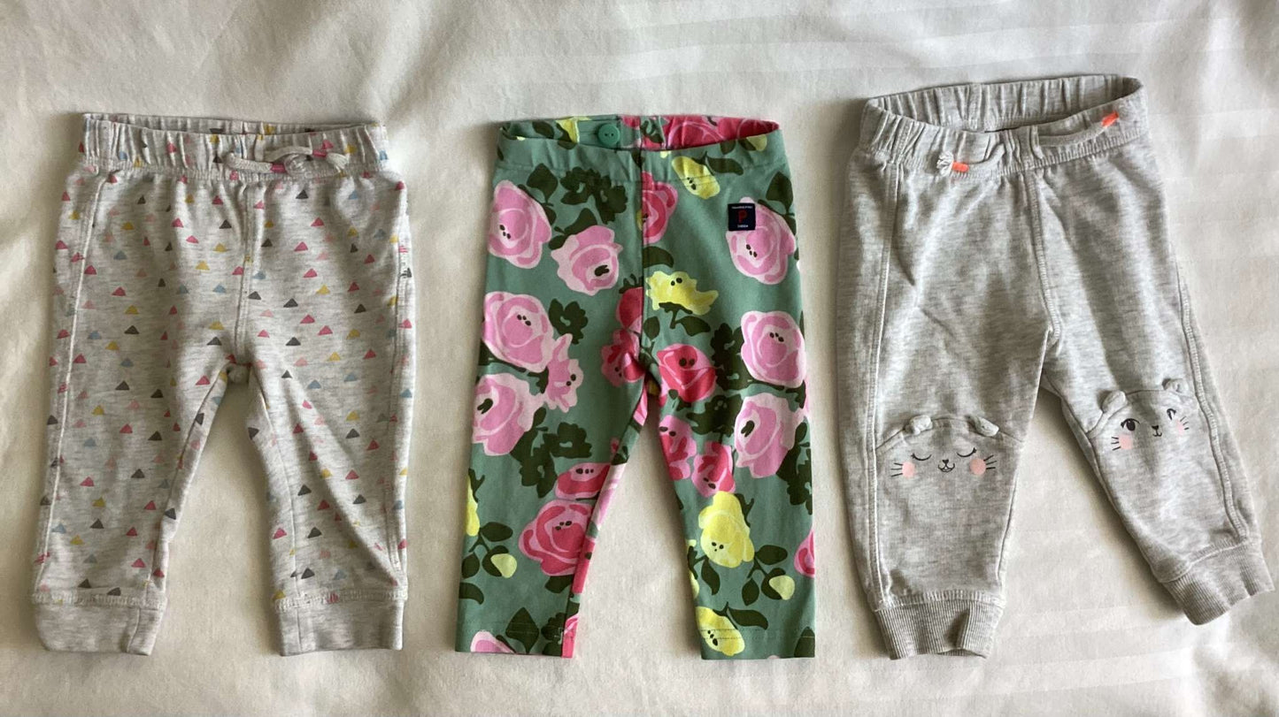 H&M Girls Sweatpants & Legging (Bundle of 3) 6-9 months, Kids 9 Month (6-9M)