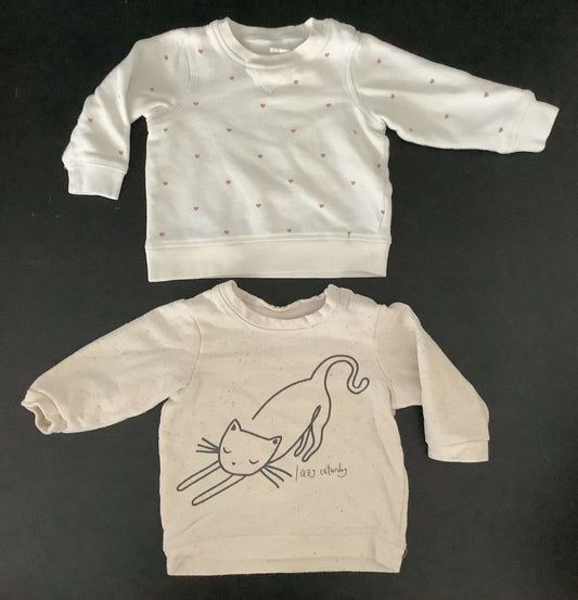 H&M Girls Sweatshirts. (Bundle of 2 shirts). 6-9 months. , Kids 9 Month (6-9M)